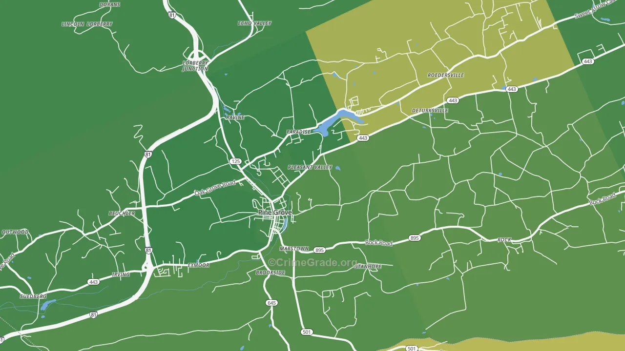Pine Grove, PA Map of Vehicle Theft Rates