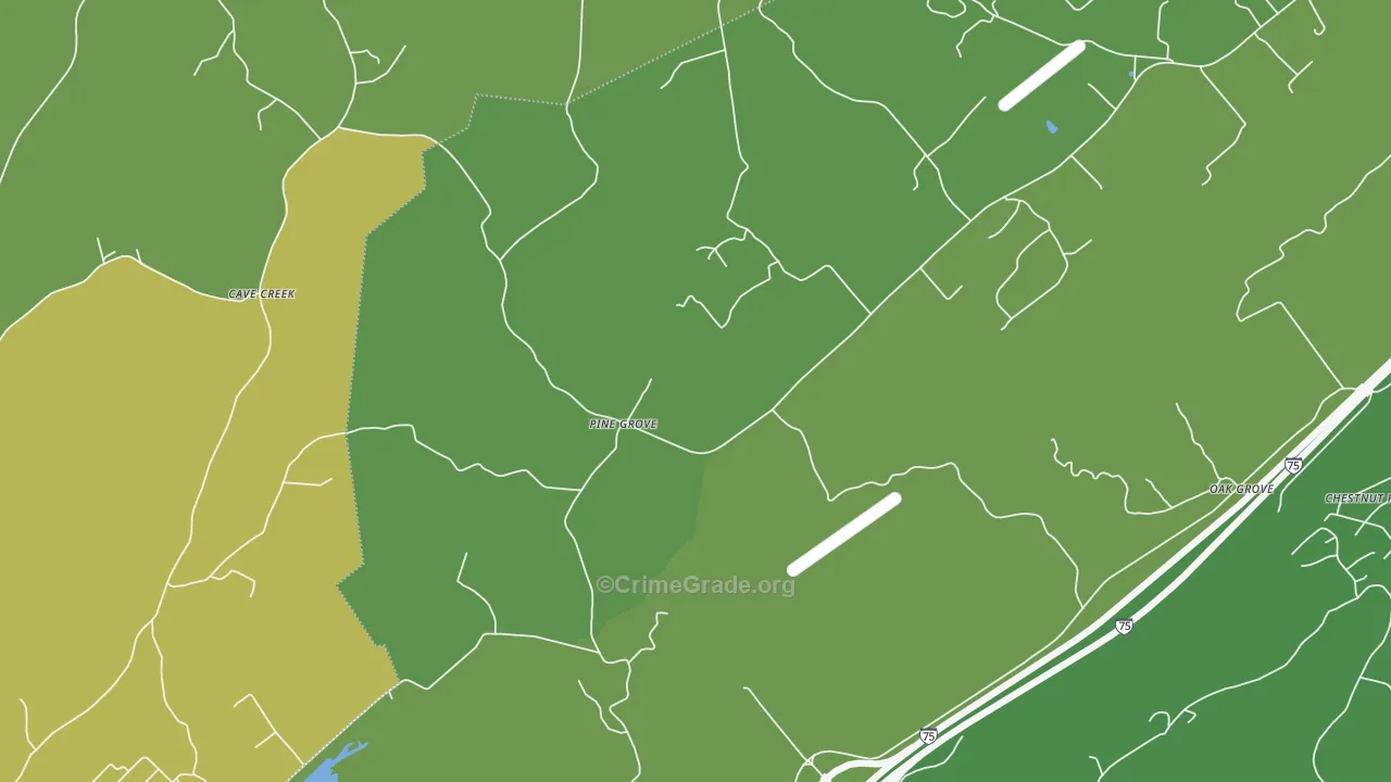 Pine Grove, TN Map of Vehicle Theft Rates