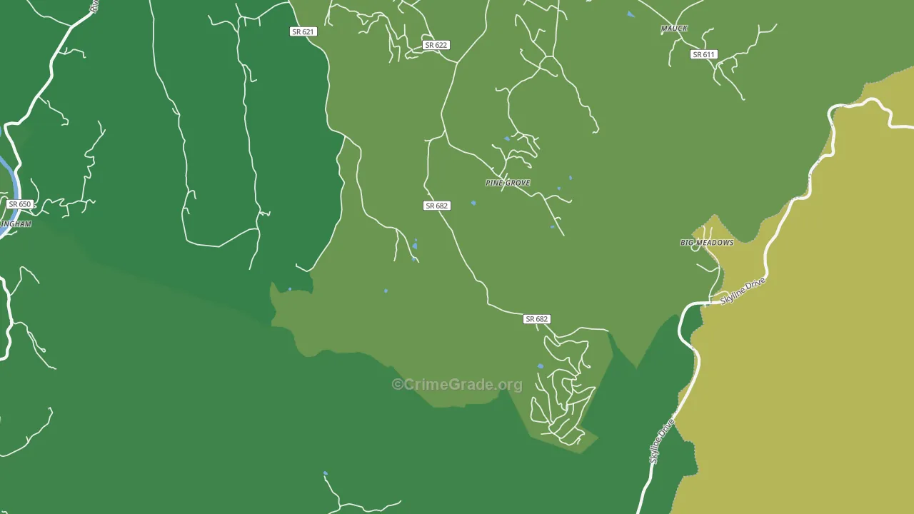 Pine Grove, VA Map of Vehicle Theft Rates