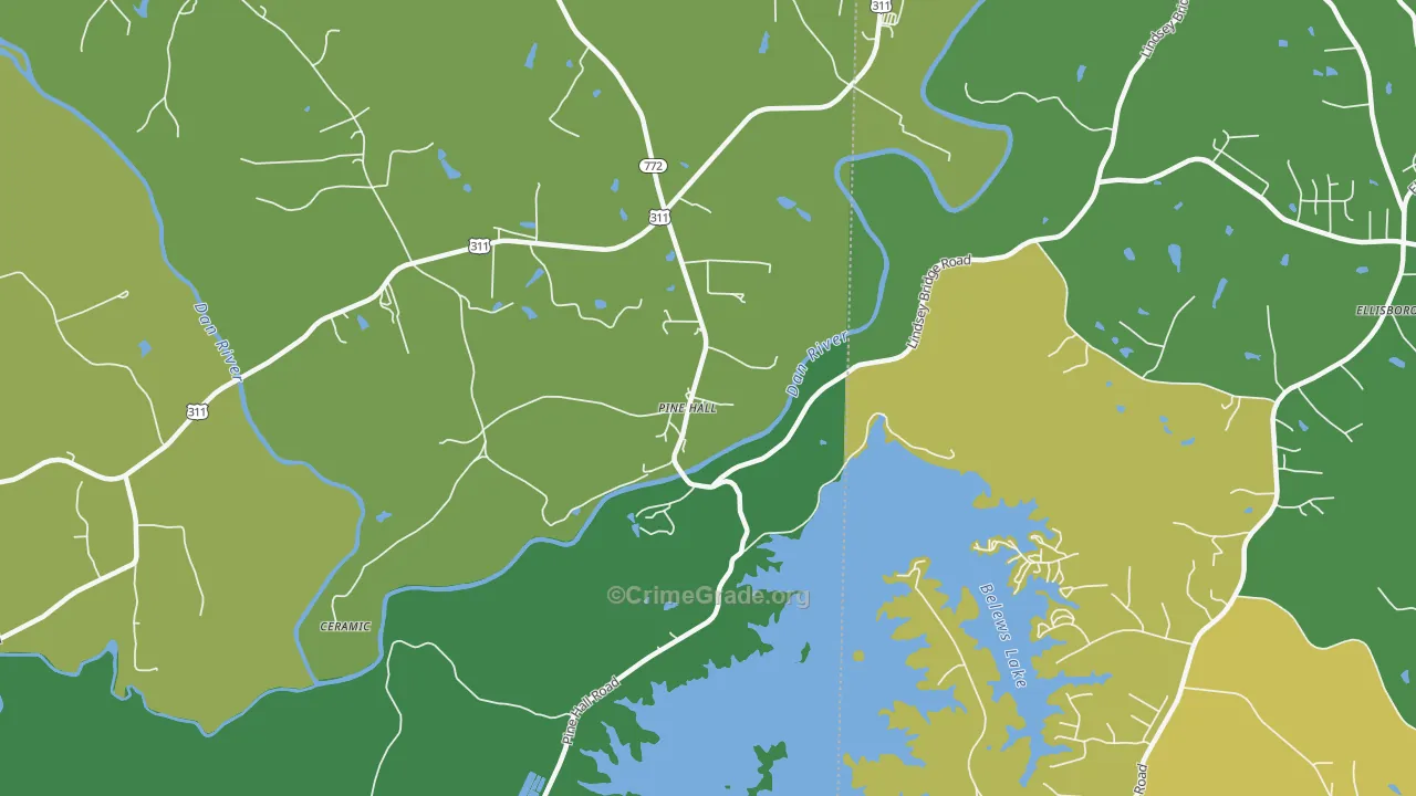 Pine Hall, NC Map of Vehicle Theft Rates