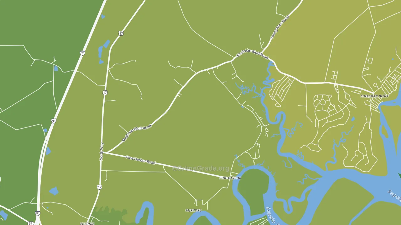 Pine Harbor, GA Map of Vehicle Theft Rates