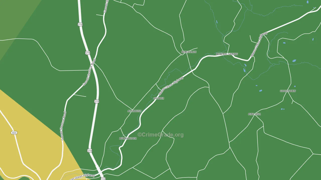 Pine Hill, PA Map of Vehicle Theft Rates