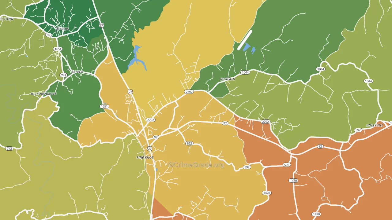 Pine Knot, KY Map of Vehicle Theft Rates