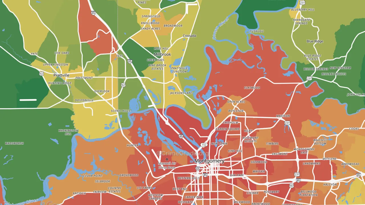 Pine Level, AL Map of Vehicle Theft Rates