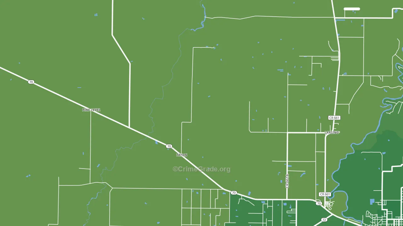 Pine Level, FL Map of Vehicle Theft Rates
