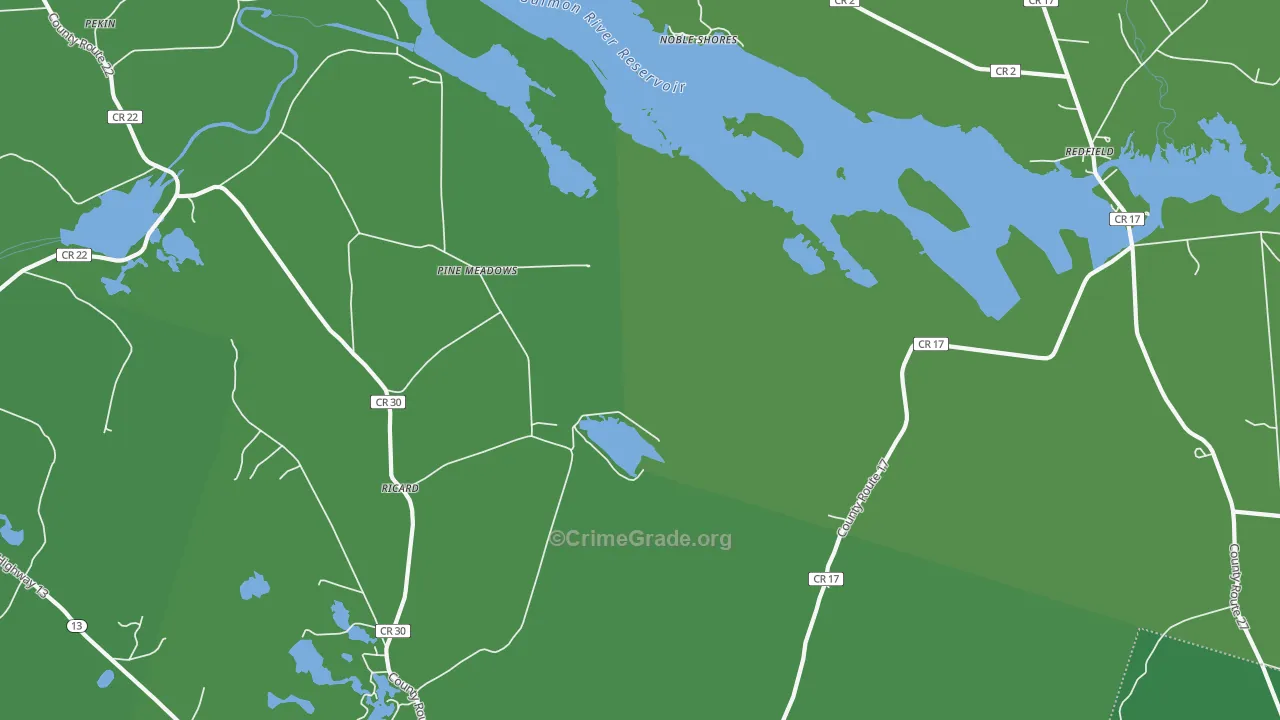 Pine Meadows, NY Map of Vehicle Theft Rates