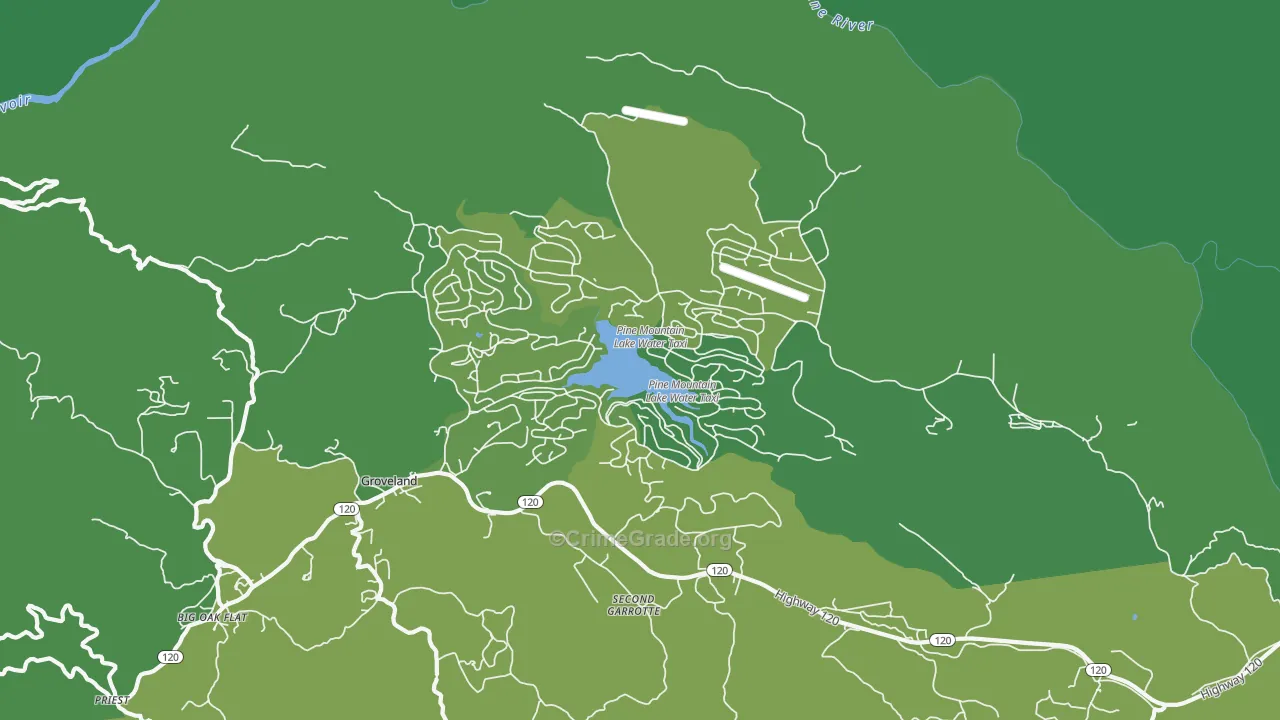 Pine Mountain Lake, CA Map of Vehicle Theft Rates