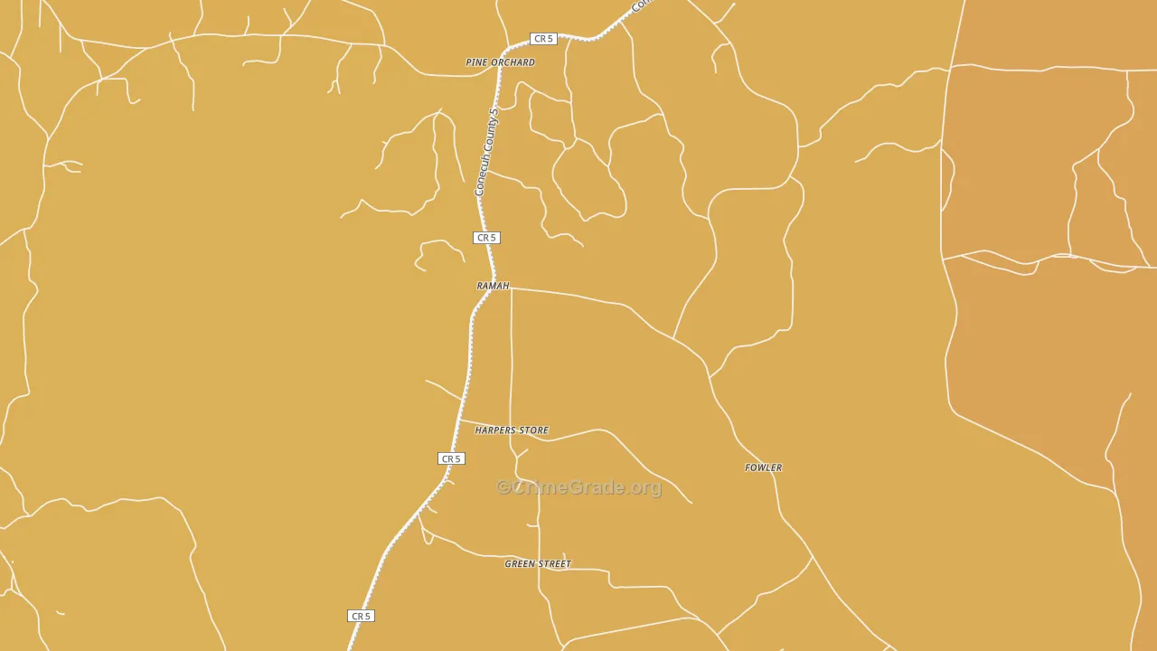 Pine Orchard, AL Map of Vehicle Theft Rates