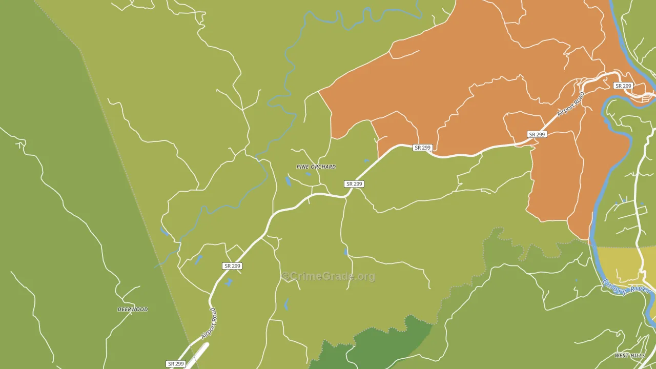 Pine Orchard, TN Map of Vehicle Theft Rates