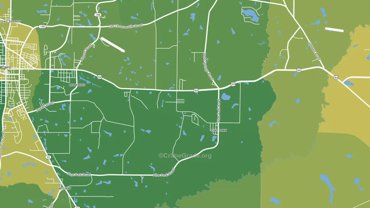 Pine Park, GA Map of Vehicle Theft Rates