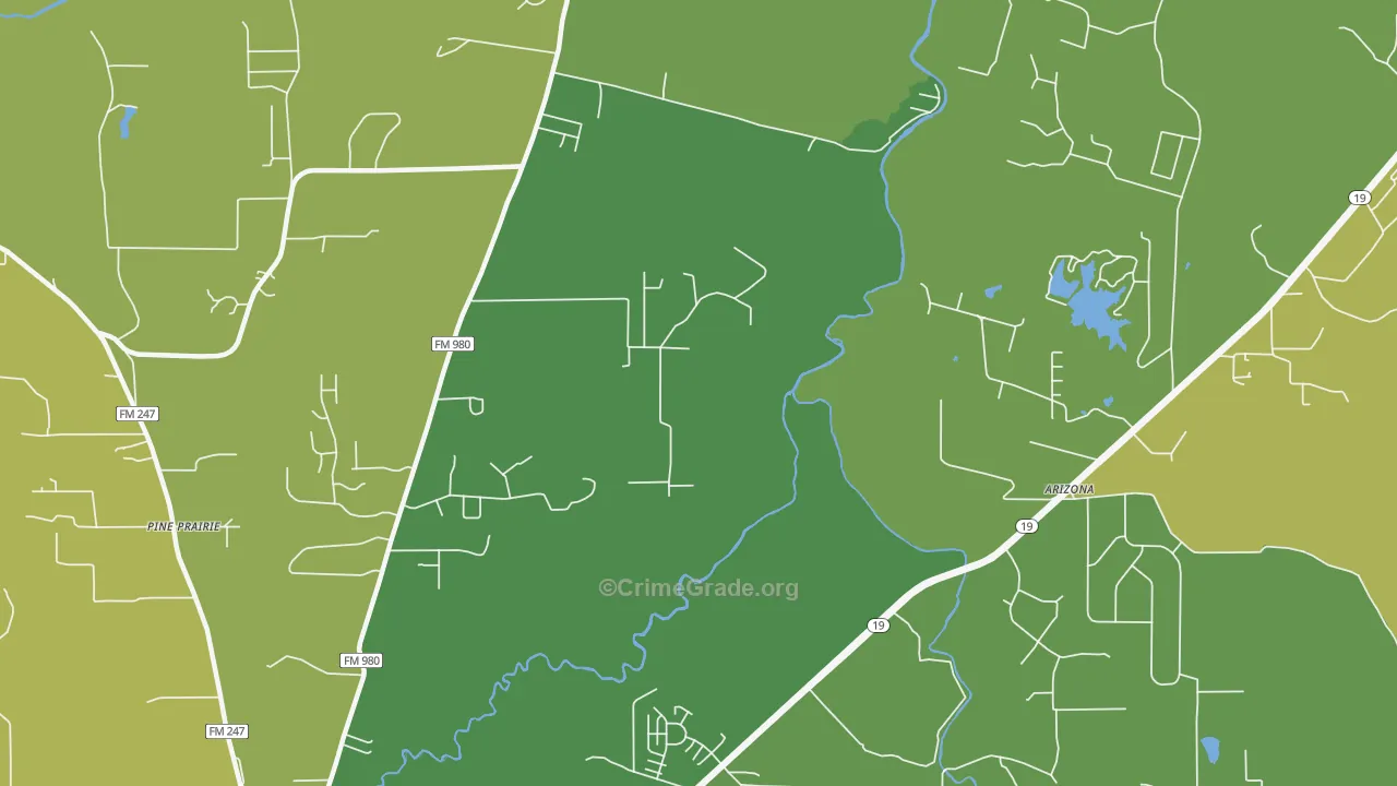 Pine Prairie, TX Map of Vehicle Theft Rates