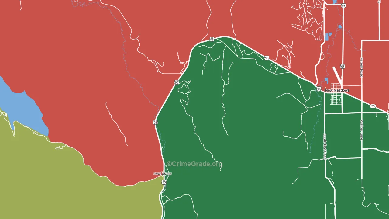 Pine Ridge, ID Map of Vehicle Theft Rates