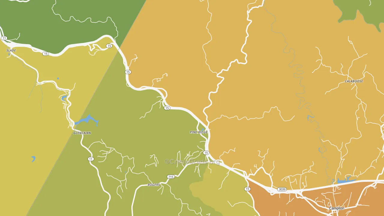 Pine Ridge, KY Map of Vehicle Theft Rates