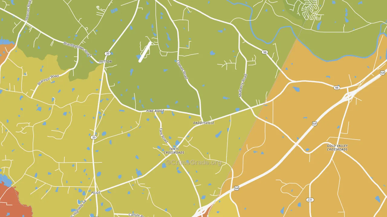 Pine Ridge, NC Map of Vehicle Theft Rates