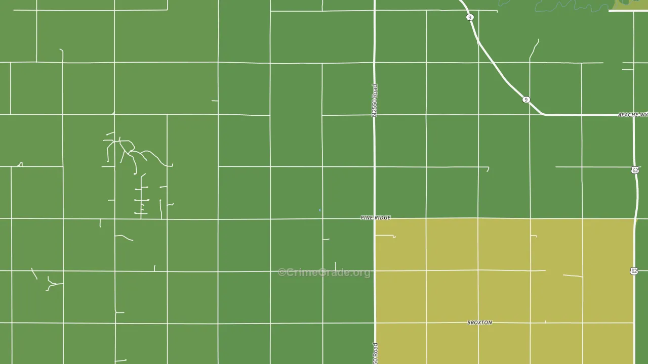 Pine Ridge, OK Map of Vehicle Theft Rates