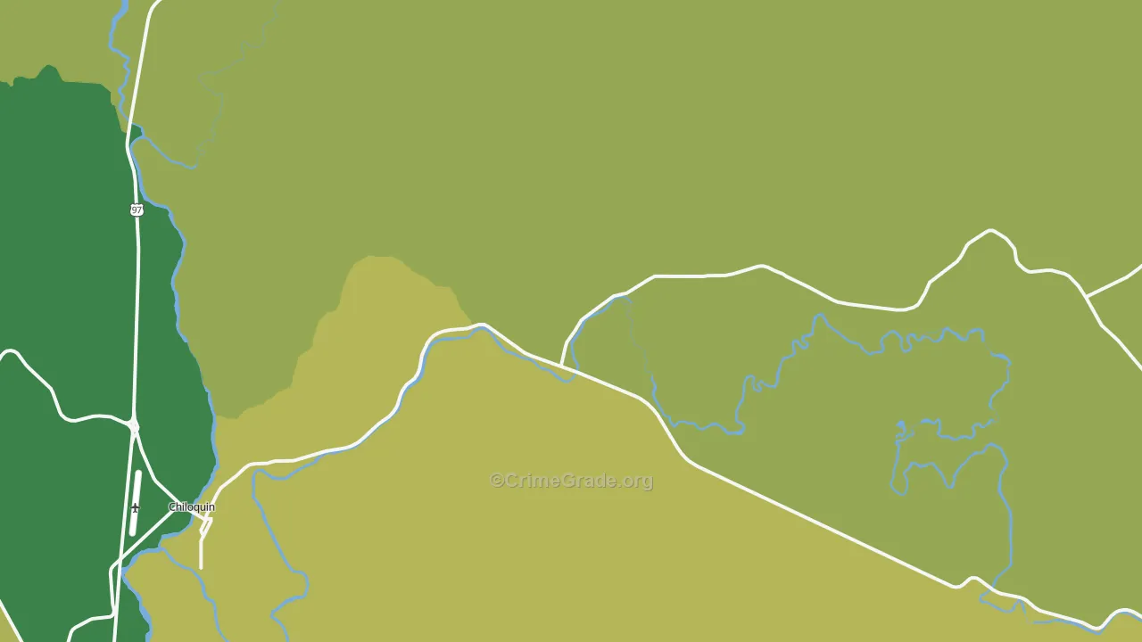 Pine Ridge, OR Map of Vehicle Theft Rates