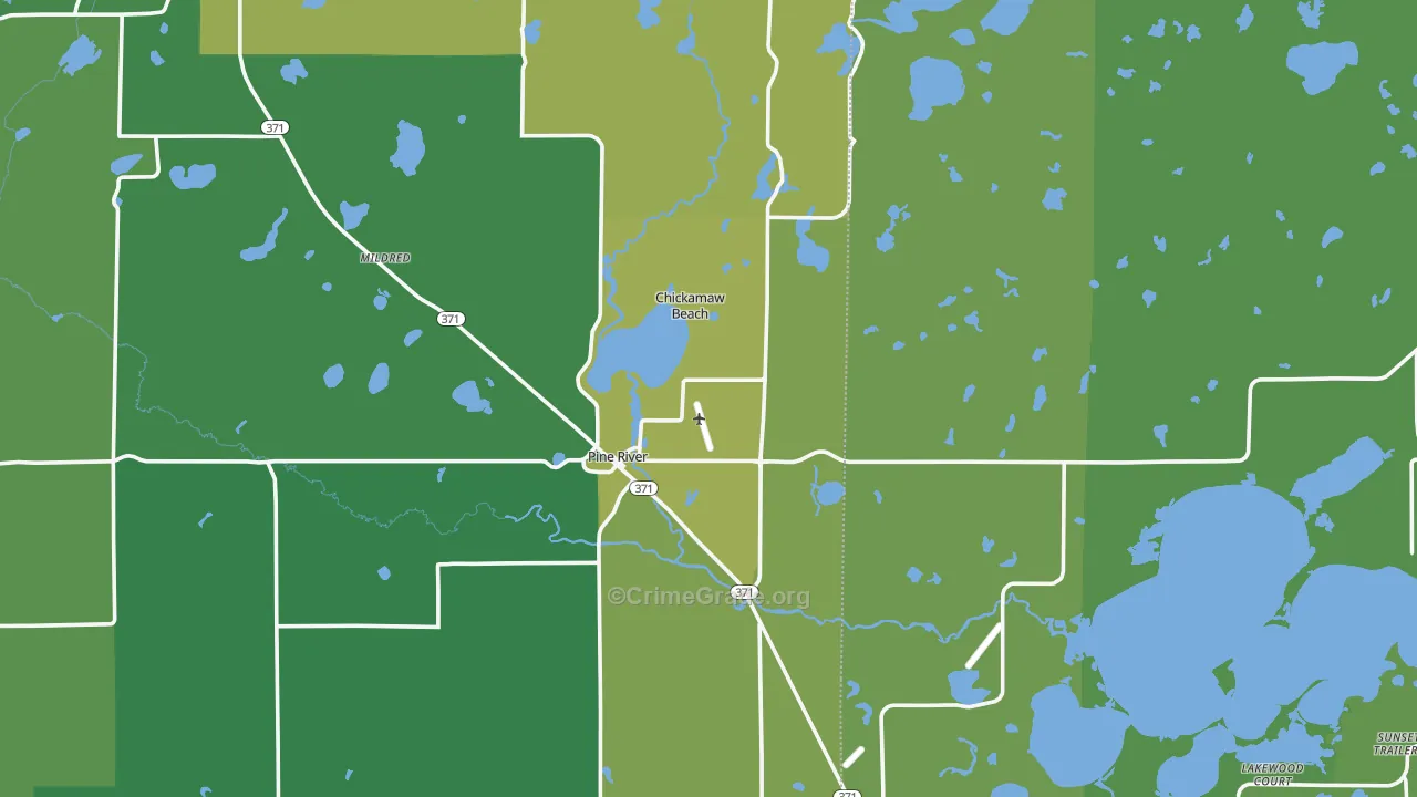 Pine River, MN Map of Vehicle Theft Rates