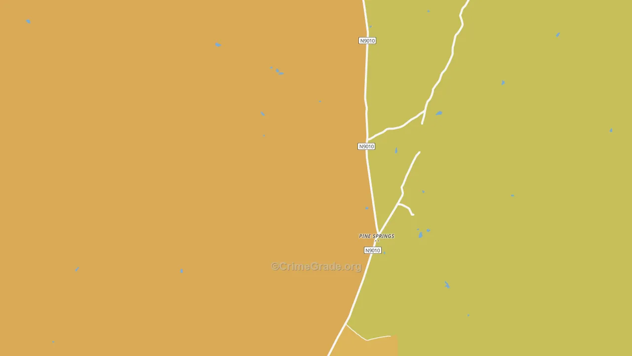 Pine Springs, AZ Map of Vehicle Theft Rates