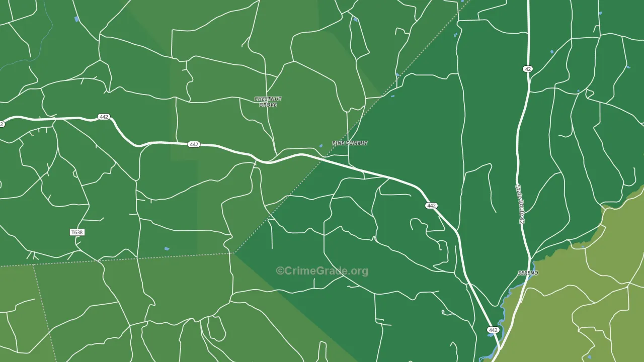 Pine Summit, PA Map of Vehicle Theft Rates