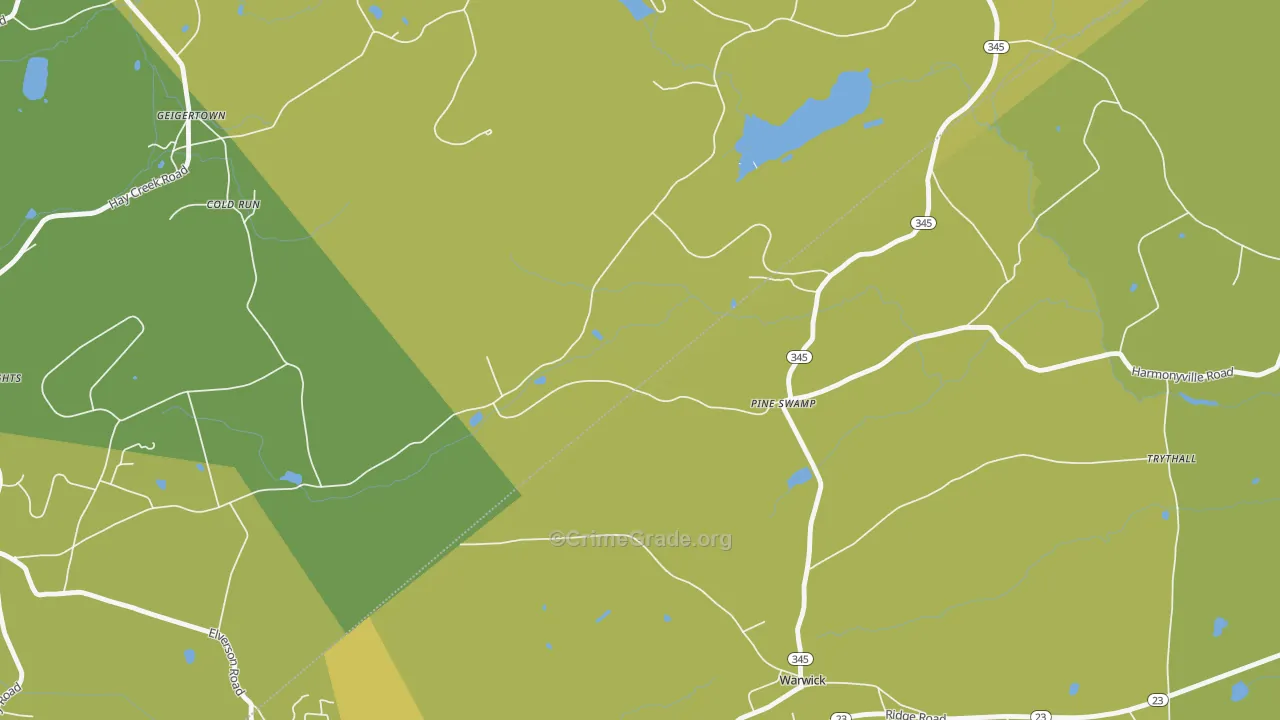 Pine Swamp, PA Map of Vehicle Theft Rates
