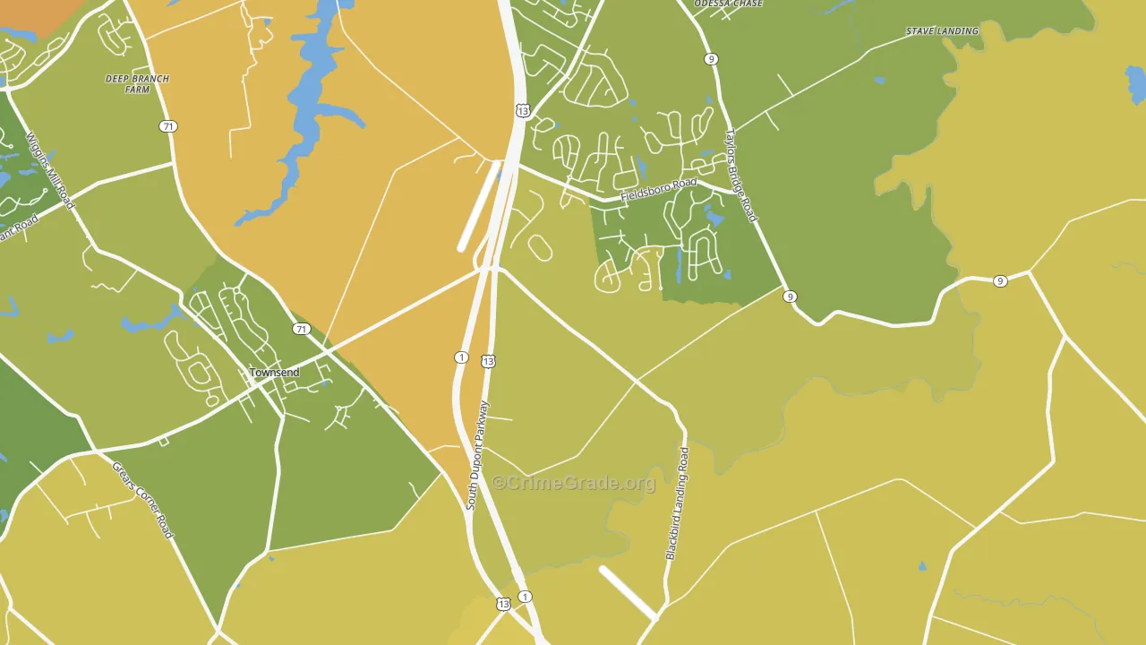 Pine Tree Corners, DE Map of Vehicle Theft Rates