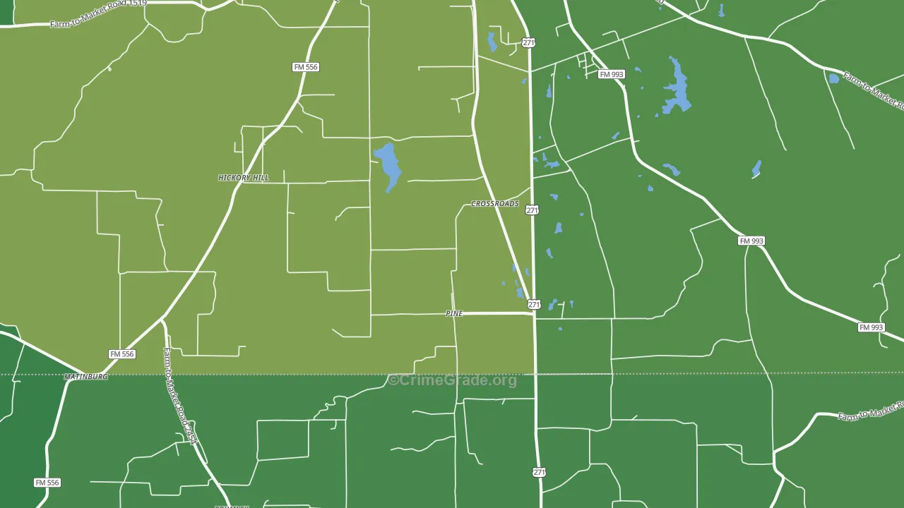 Pine, TX Map of Vehicle Theft Rates