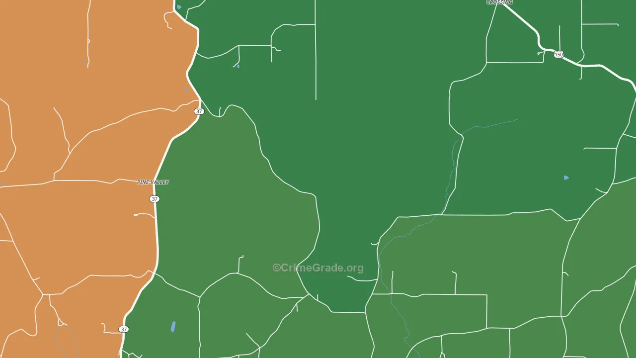 Pine Valley, IN Map of Vehicle Theft Rates
