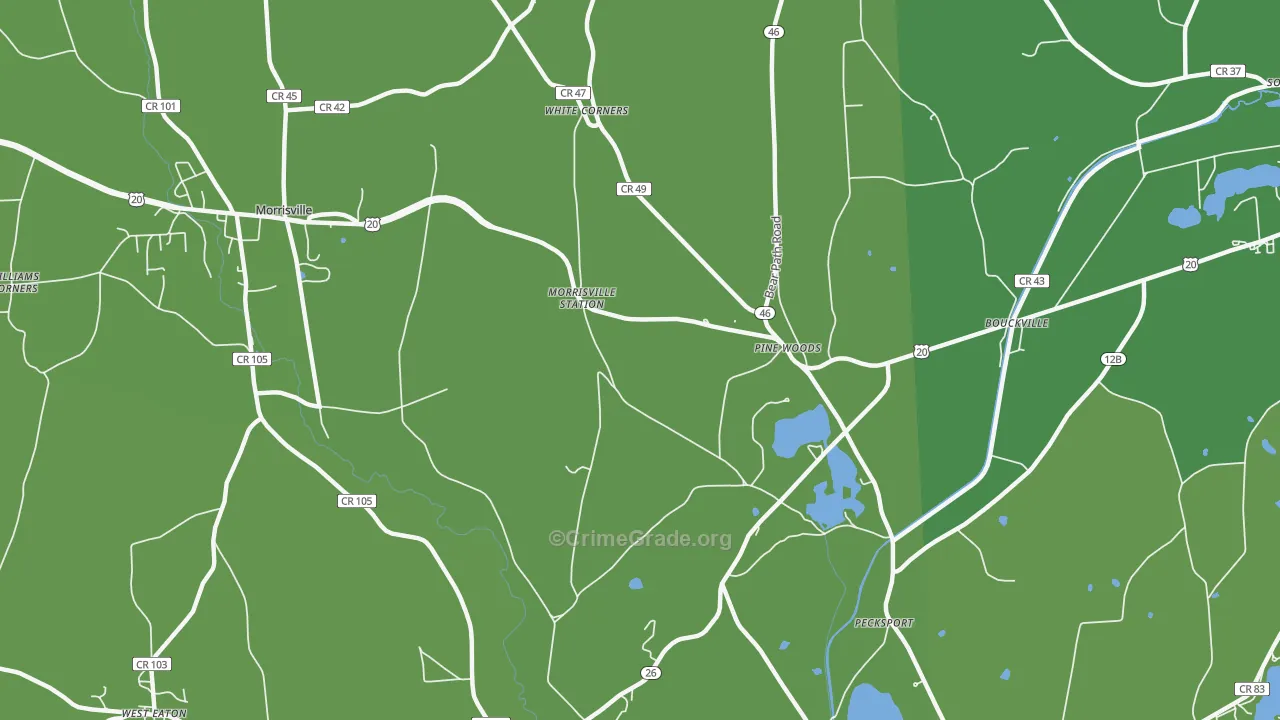 Pine Woods, NY Map of Vehicle Theft Rates
