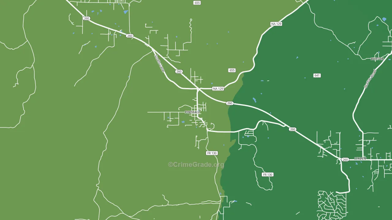 Pinedale, AZ Map of Vehicle Theft Rates