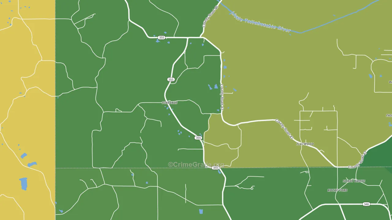 Pinedale, MS Map of Vehicle Theft Rates