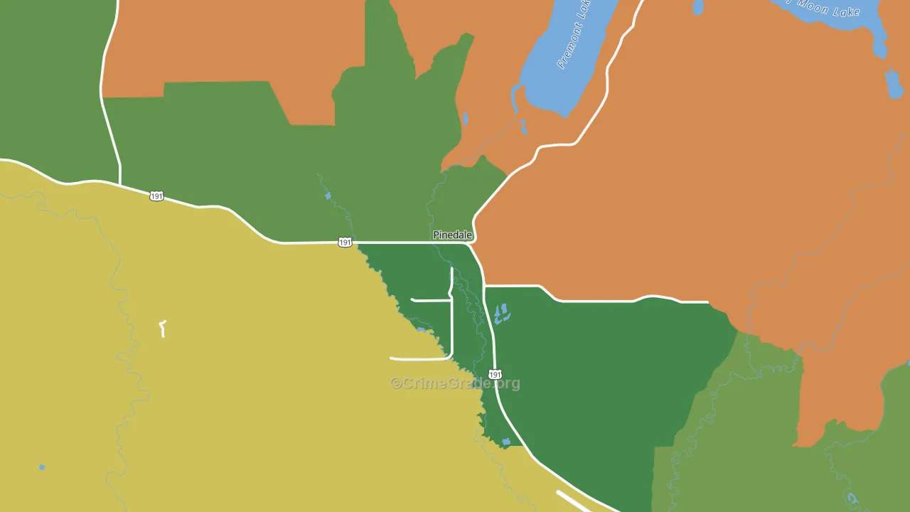 Pinedale, WY Map of Vehicle Theft Rates