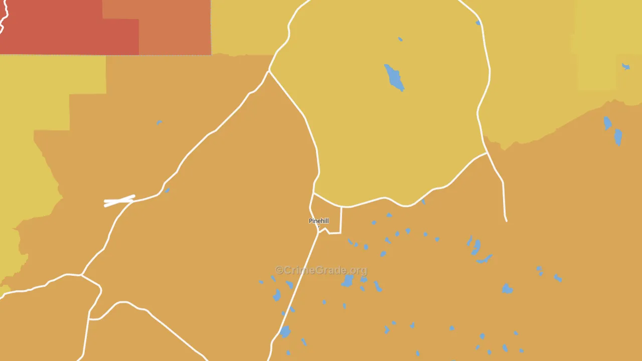 Pinehill, NM Map of Vehicle Theft Rates