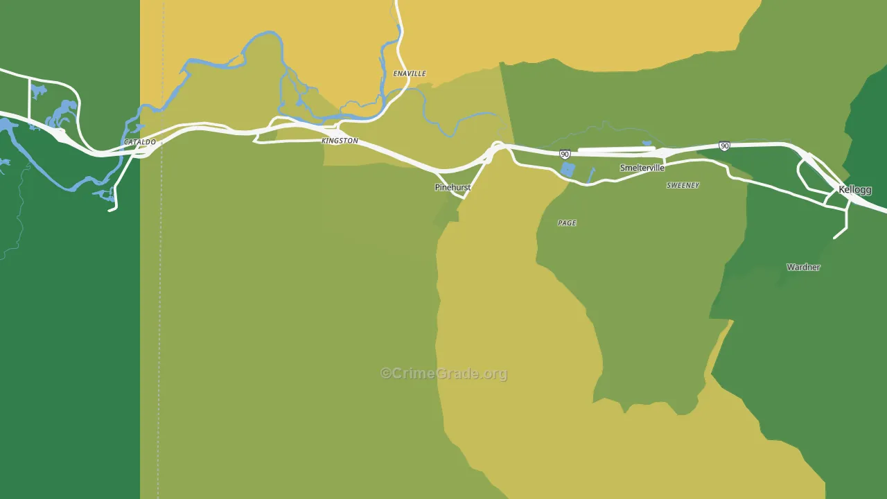 Pinehurst, ID Map of Vehicle Theft Rates