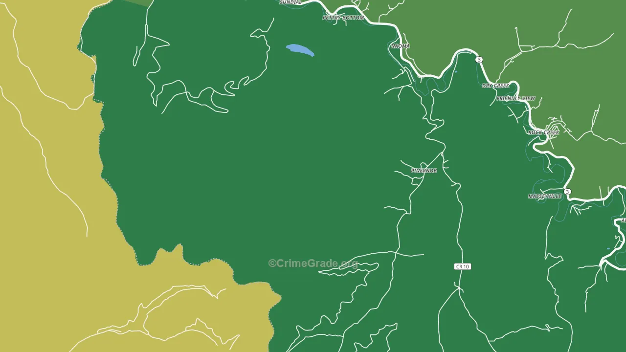 Pineknob, WV Map of Vehicle Theft Rates