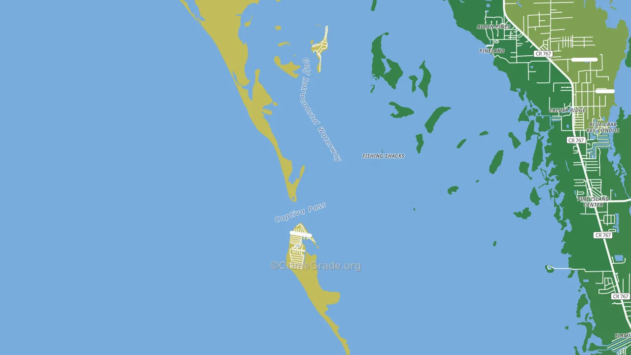 Pineland, FL Map of Vehicle Theft Rates
