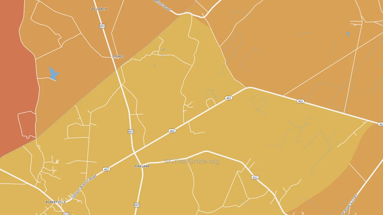 Pineland, SC Map of Vehicle Theft Rates