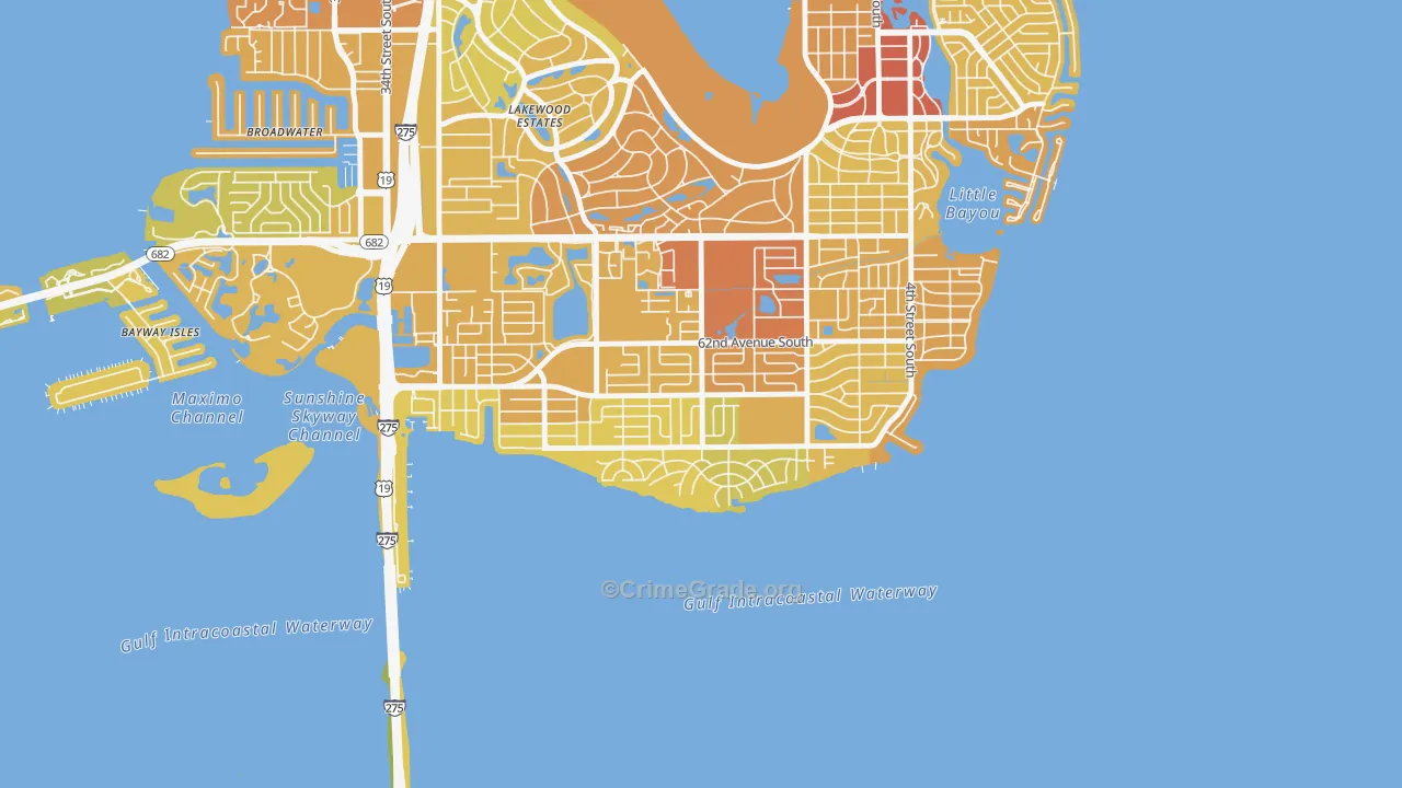 Pinellas Point, St. Petersburg, FL Map of Vehicle Theft Rates