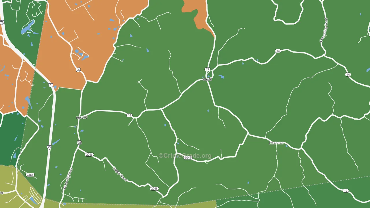 Piner, KY Map of Vehicle Theft Rates