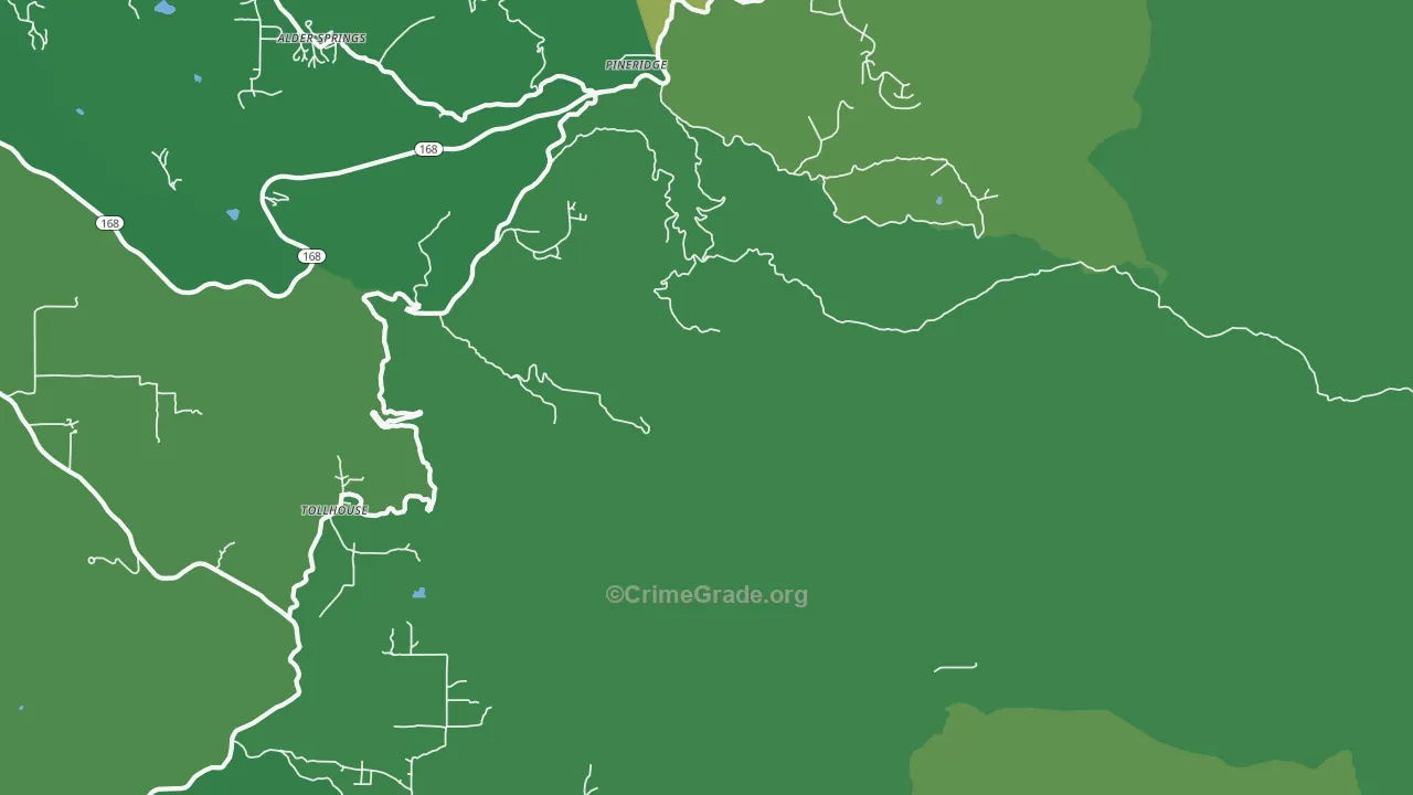 Pineridge, CA Map of Vehicle Theft Rates