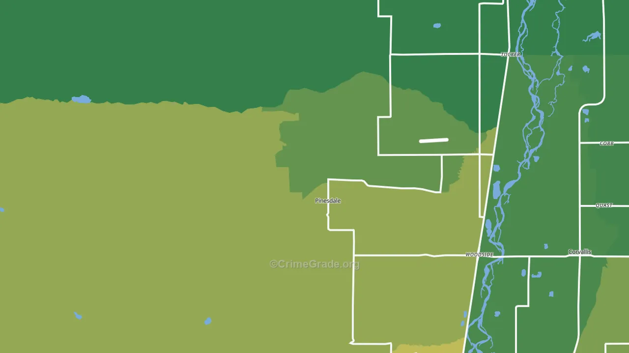 Pinesdale, MT Map of Vehicle Theft Rates