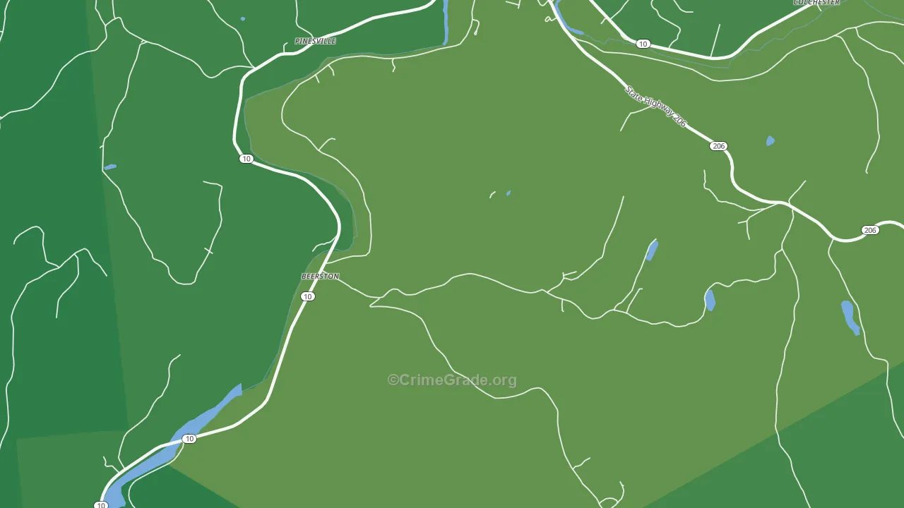 Pinesville, NY Map of Vehicle Theft Rates