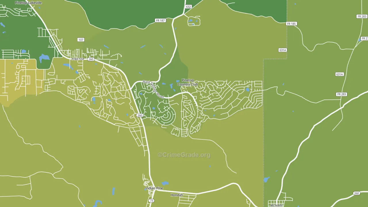 Pinetop Country Club, AZ Map of Vehicle Theft Rates