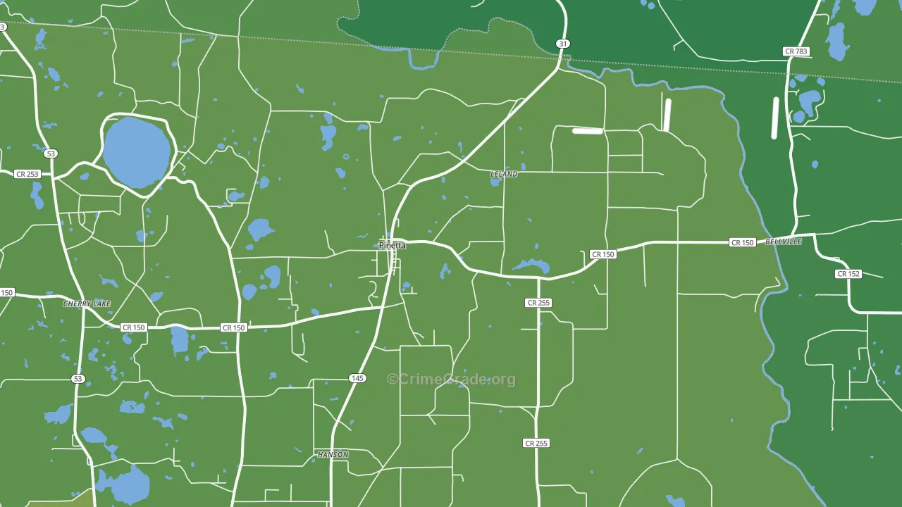 Pinetta, FL Map of Vehicle Theft Rates