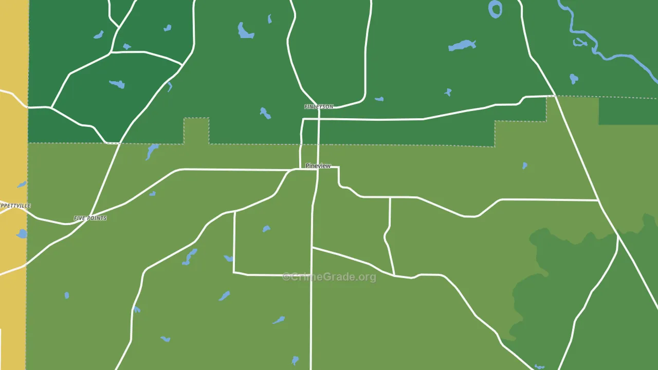 Pineview, GA Map of Vehicle Theft Rates