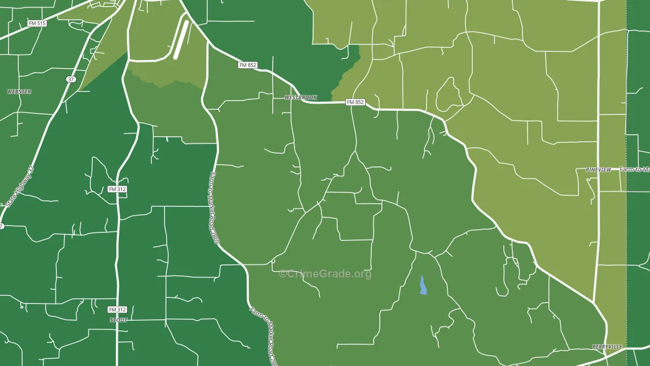 Pineview, TX Map of Vehicle Theft Rates