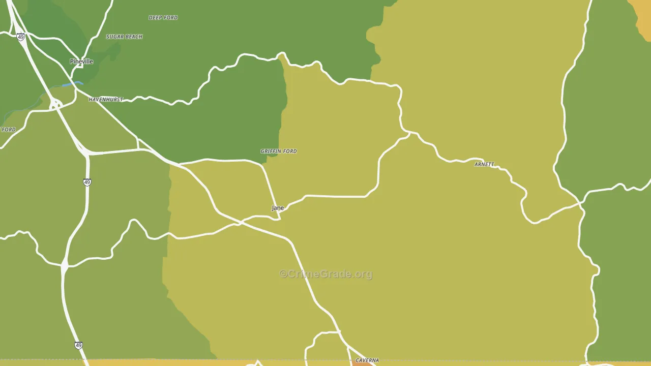 Pineville, MO Map of Vehicle Theft Rates
