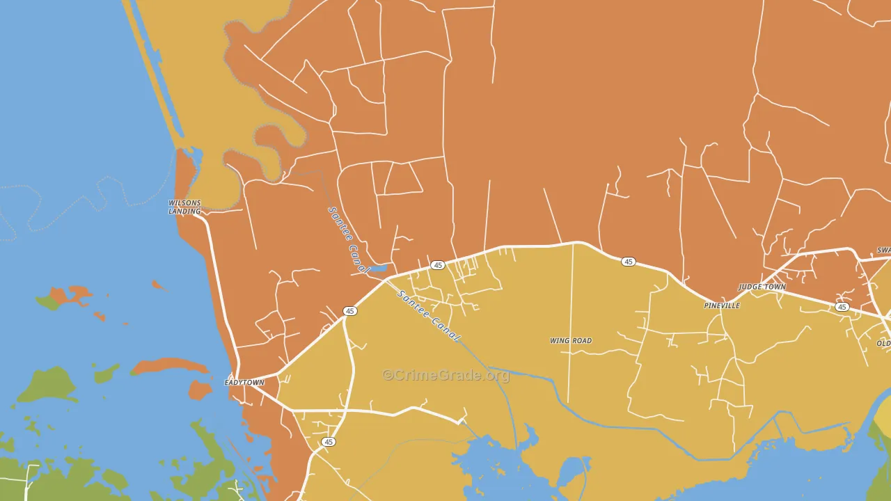 Pineville, SC Map of Vehicle Theft Rates