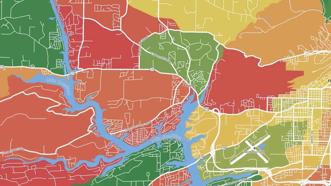 Piney, AR Map of Vehicle Theft Rates
