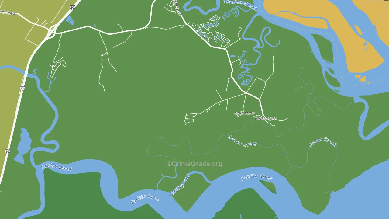 Piney Bluff, GA Map of Vehicle Theft Rates