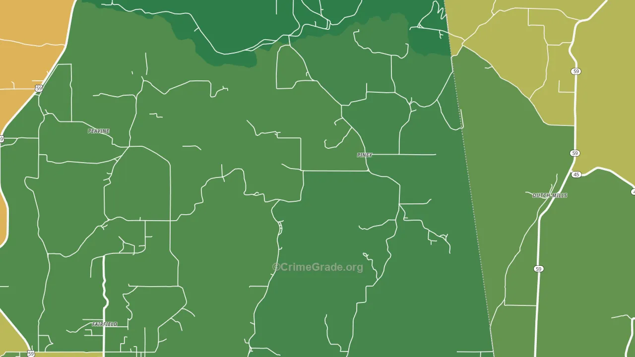 Piney, OK Map of Vehicle Theft Rates